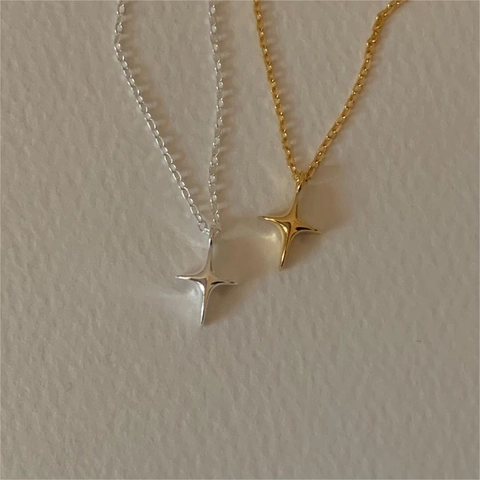 925 Sterling Silver Necklace With Polished Star Shaped Pendant Minimalist Korean Ins Style Women Daily Accessories