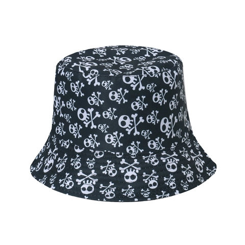 Halloween Bucket Hat Polyester Reversible Pumpkin Skull Spider Web Print Streetwear Sun Protection Hip Hop Hat