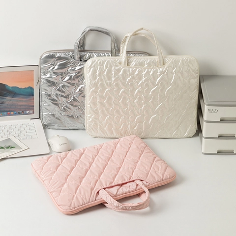 Borsa Per Laptop Pelle PU Trapuntata Impermeabile Custodia Imbottita Manico Antiurto Elegante Ufficio Viaggio Donna Uomo