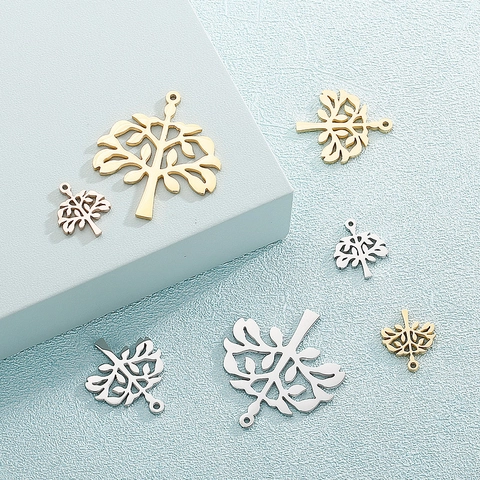 Dijes De Árbol De La Vida De Acero Inoxidable Colgantes De Diseño Hueco Para Fabricación De Joyas DIY Collar Pulsera Accesorios