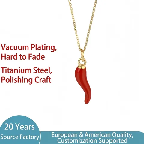 Collar Con Colgante De Cuerno Italiano Chile De Acero Inoxidable Esmalte Joya Amuleto De Suerte Para Hombre Mujer
