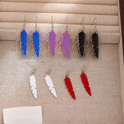 Retro Böhmische Feder Ohrhänger Für Damen Leichtes Kupfer Ethno Stil Lackiert Quaste Drop Ohrringe Schmuck