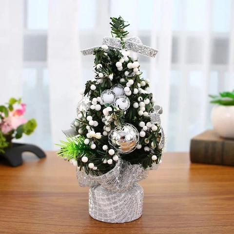 Mini Artificial Christmas Tree For Desktop Holiday Decoration Handcrafted Small Xmas Tree With Bows And Baubles