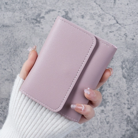 Short Foldable Wallet PU Leather Multi Slot Card Holder Mini Coin Purse For Women Simple Design Stylish Accessory