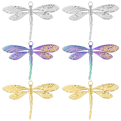 Libelle Hanger Ketting Roestvrij Staal Vacuüm Geplateerd Strass Vintage Stijl Sieraden Voor Dames