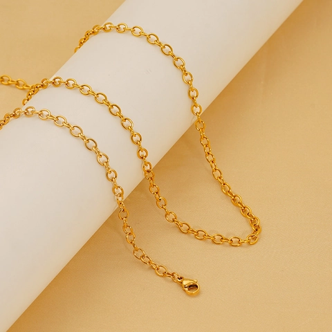 Collier Et Bracelet À Chaîne Rollo Simple En Acier Inoxydable Plaqué Or 18 Carats Bijoux Minimalistes Femmes
