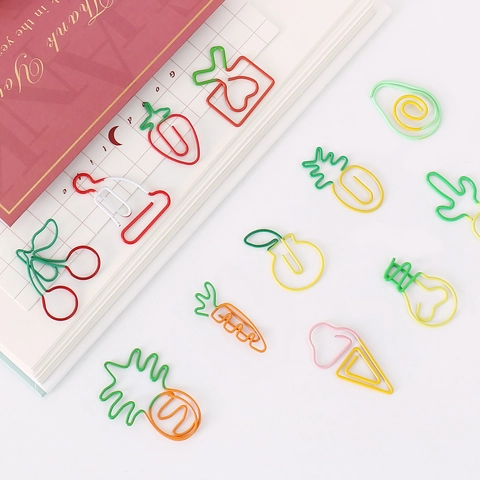 Graffette A Forma Di Frutta Verdura Metallo Rivestito In Plastica Organizzatore Documenti Decorativo Segnalibro Ufficio