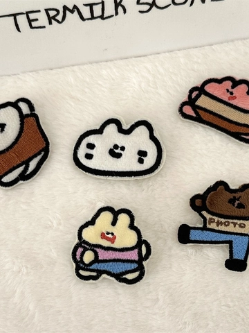 Cartoon Embroidery Plush Brooches Cute Animal Smiley Face Bag Charms DIY Decoration Accessories For Clothes Backpacks