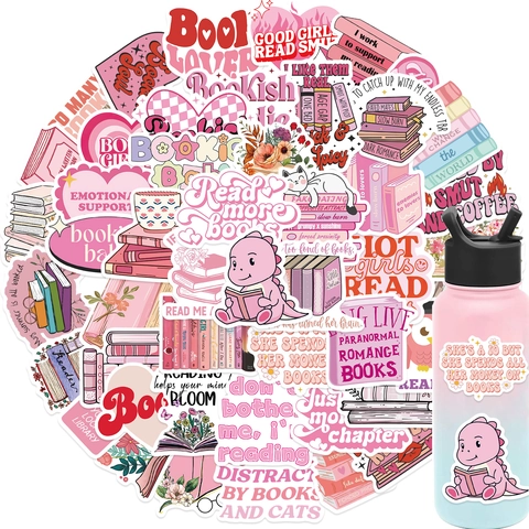Adesivi Bookish Rosa Tema Lettura Amante Dei Libri Vinile Impermeabile Per Laptop Bottiglia D'acqua Scrapbooking Ragazze Estetica