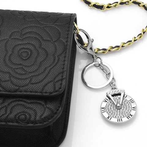 Portachiavi In Lega Con Stella Di Strass E Quadrante Con Numeri Romani Ciondolo Per Borsa Regalo Di Moda