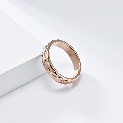 Anello Foglia Fiore Tulipano in Acciaio Inossidabile per Donna Minimalista Lucidato Placcato Oro 18K Elegante Anello Moda