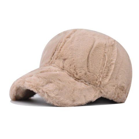 Winter Baseball Cap Faux Fur Plush Warm Outdoor Mink Hair Style Adjustable Vintage Solid Color Hat For Women Men