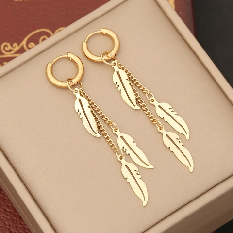 Boucles D Oreilles Créoles Pendantes À Pampilles En Acier Inoxydable Pour Femmes Plaqué Or Papillon Croix Serpent Étoile Bijoux