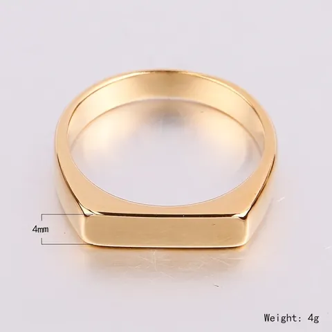 Minimalist Geometric Flat Top Ring Titanium Steel Polished Signet Band For Men Women Couple Fashion Jewelry