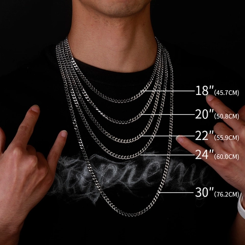 Chaîne Gourmette Pour Hommes Acier Inoxydable Poli Six Faces Galvanisé Style Hip Hop Accessoire Bijoux