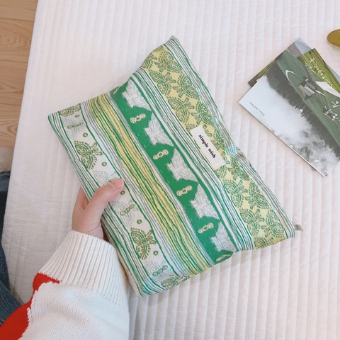 Borsa Da Trucco Jacquard Floreale Retrò Motivo Farfalla Cerniera Custodia Per Organizzatore Borsa Da Viaggio Per Donna Stile Fresco