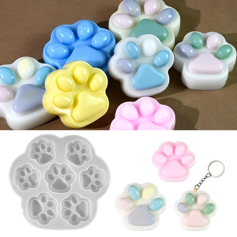 Moule En Silicone Patte De Chat Cavités Multiples Pour Coulée De Résine DIY Savon Bougie Bijoux Porte-clés Artisanat