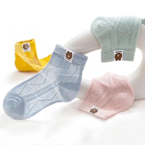 Calze Bambini Misto Cotone Mesh Traspirante Estate Sottile Cartone Animato Animale Dinosauro Motivo Morbido Per Ragazzi Ragazze Neonato