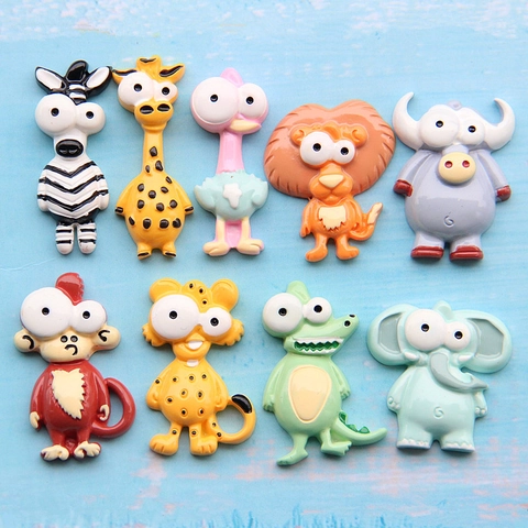 Ciondoli In Resina Animali Cartoni Animati Patch Retro Piatto Per Cover Telefono DIY Fermagli Per Capelli Scrapbooking Leone Giraffa Elefante