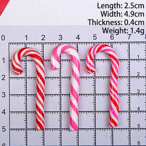 Polymer Clay Candy Cane Flatback DIY Jewelry Accessories For Christmas Hairpins Phone Case Decoration Festive Charms