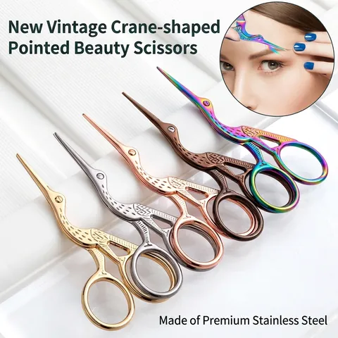Vintage Crane Stork Embroidery Scissors 420 Stainless Steel Pointed Sharp Sewing Shears For Needlework Arts Crafts