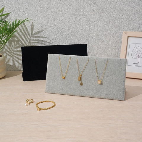 Samt Halskette Display Ständer L-Form Multi-Slot Schmuck Organizer Anhänger Halter Vitrine Regal