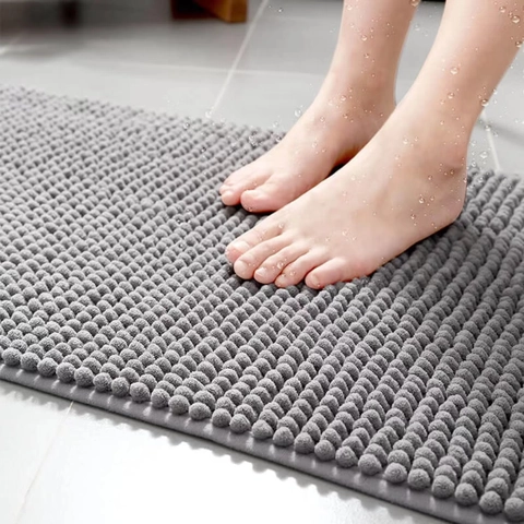Chenille Bathroom Rug Non Slip Absorbent Floor Mat Soft Microfiber Shaggy Carpet For Bath Room Bedroom Entryway