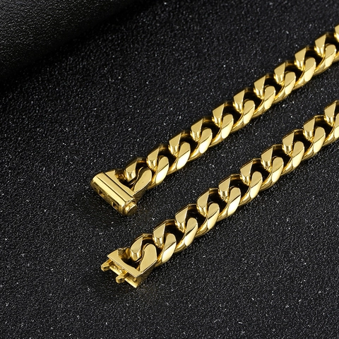 Collar De Cadena De Eslabones Cubanos Acero Inoxidable Estilo Hip Hop Punk Joyería Para Hombre Unisex Pulido Cierre De Caja