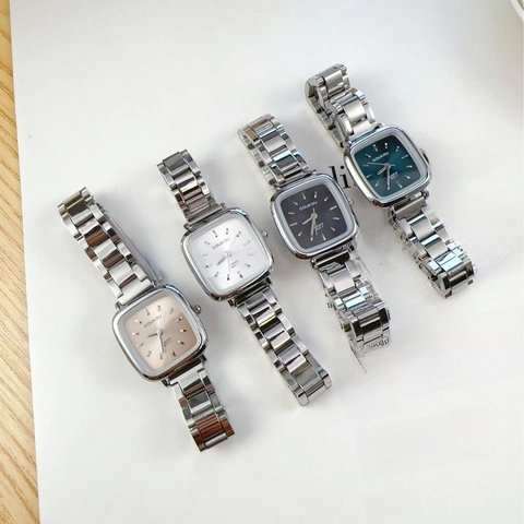 Women Quartz Watch Square Dial Alloy Link Strap Minimalist Luxury Elegant Casual Wristwatch Ladies Gift