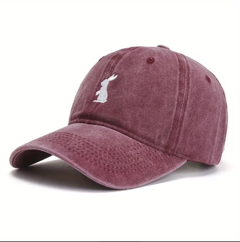Gorra De Béisbol De Algodón Lavado Conejo Bordado Protección Solar Ajustable Estilo Vintage Retro Sombrero Para Hombre Mujer