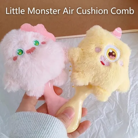 Spazzola Per Capelli Con Cuscino D'aria In Peluche Mostro Del Fumetto Carino Massaggio Del Cuoio Capelluto Portatile Per Ragazze