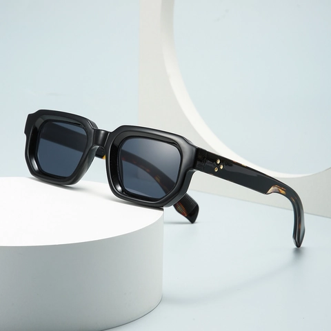 Gafas de Sol Cuadradas Retro de Montura Gruesa para Mujeres Y Hombres Moda Protección UV400 Montura de TR Lente de PC Gafas