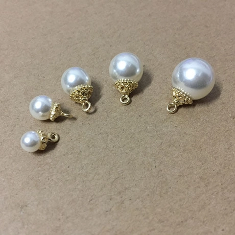 Legierung Künstliche Perle Anhänger Gold Blume Kappe Imitation Rund Für DIY Schmuckherstellung Zubehör Ohrringe Accessoires