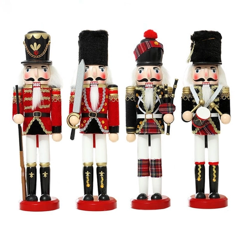 Traditionelle Weihnachten Nussknacker Soldat Ornamente Handbemalte Holzfiguren Für Festliche Desktop Fenster Display Dekoration