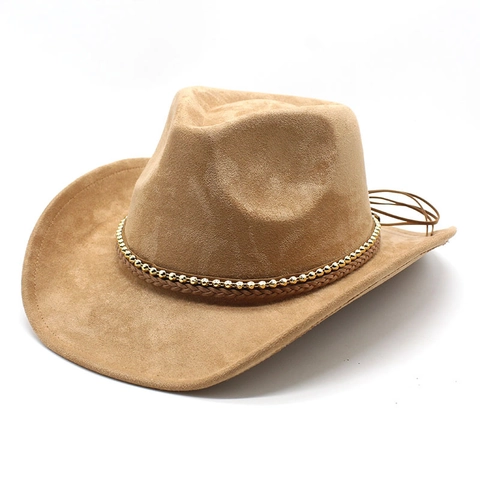 Western Cowboyhut Breiter Rand Wildleder Retro Ethnisch Perlenband Vintage Jazzhut Für Herren Damen