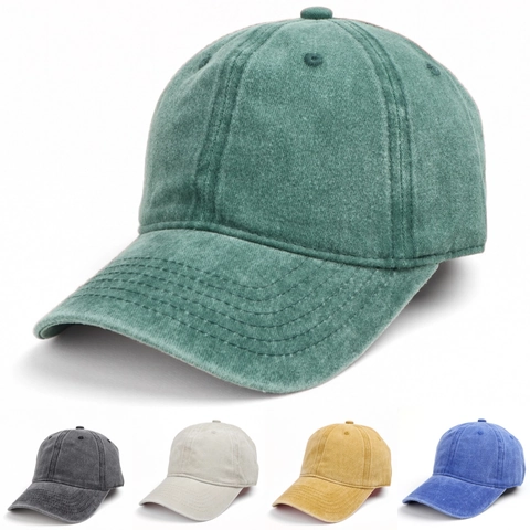 Washed Cotton Baseball Cap Vintage Distressed Adjustable Sun Protection Soft Top Dad Hat For Men Women