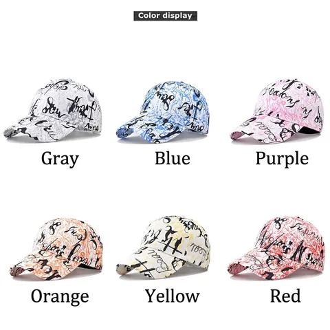Graffiti Baseball Cap Cotton Polyester Breathable Sun Protection Outdoor Streetwear Adjustable Hat For Men Women