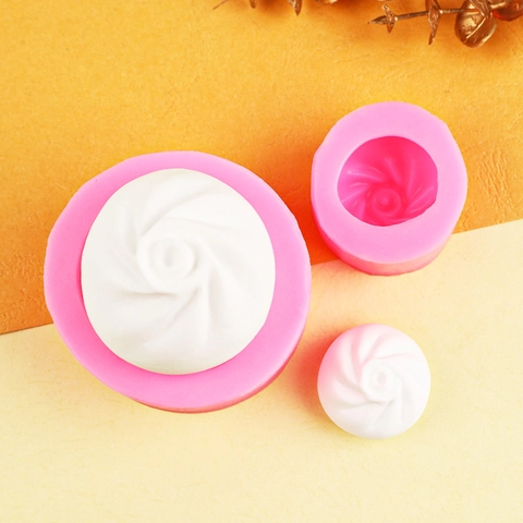 3D Steamed Bun Shape Silicone Mold Spiral Pattern DIY Soap Aroma Plaster Candle Fondant Chocolate Mousse Cake Crafting