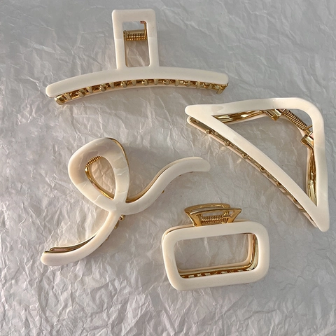Haarklammer Harz Legierung Hai Haarnadeln Cremeweiß Französischer Stil Geometrischer Haarschmuck Für Damen