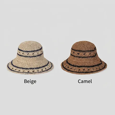 Cappello Pescatore In Paglia Di Carta Fatto A Mano Da Donna Pieghevole A Righe Protezione Solare Vacanze Spiaggia Estate Traspirante