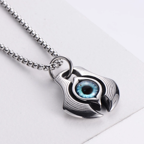 Collana Con Pendente Malocchio Acciaio Inossidabile 316 Punk Gothic Hip Hop Gioielli Vintage Per Uomo Donna Ciondolo Occhio Blu