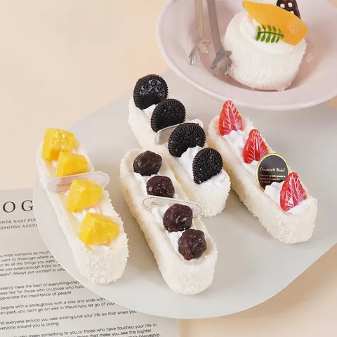Simulation Cake Model PU Foam Slow Rebound Fruit Dessert Fridge Magnet For Home Kitchen Decor Photography Props Stress Relief