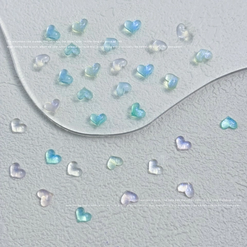 Décorations Pour Ongles 3D En Résine Cœur Clair De Glace Aurora Mini Breloques À Dos Plat Pour Ongles Bricolage