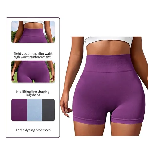 Women High Waist Seamless Yoga Shorts Nylon Spandex Butt Lifting Ruched Biker Shorts Sports Fitness Gym Running