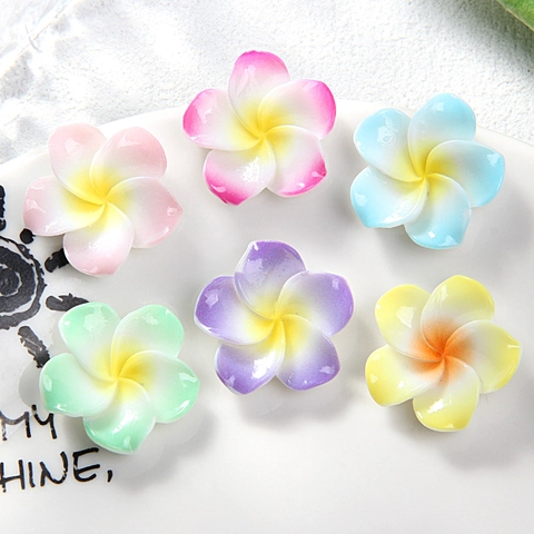 Resin Plumeria Flower Charms Gradient Color Flatback DIY Hair Clips Phone Case Decoration Jewelry Making Accessories
