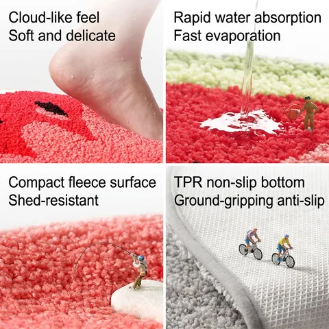 Tappeto Da Bagno A Forma Di Frutta Peluche Assorbente Antiscivolo TPR Fondo Ingresso Bagno Anguria Limone Morbido Tappeto