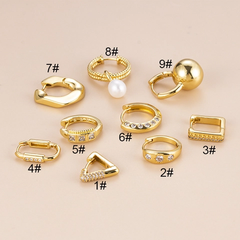 Pendientes De Cartílago De Latón Geométricos Circonita Piercing Hélice Brazaletes De Oreja Joyas Para Mujer