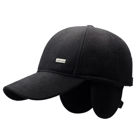Winter Baseballkappe Herren Wollstoff Warm Winddicht Mit Ohrenklappen Verstellbare Outdoor Mütze Für Papa