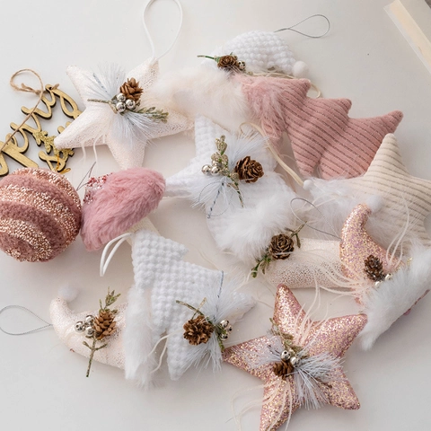 Addobbi Natalizi Appesi Tessuto Peluche Paillettes Pigne Decorazioni Festive Per La Casa Stella Cappello Albero Calza