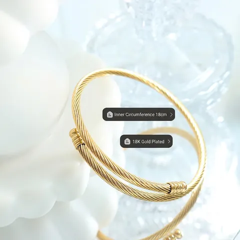 Gedrehter Kabel Manschetten Armreif Titanstahl Vergoldet Offen Minimalistisch Elegant Modeschmuck Für Damen